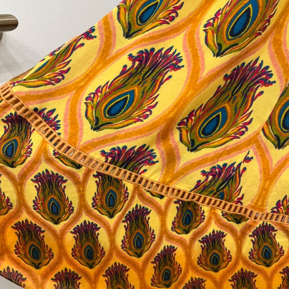 Ash & Eden Mara Midi Dress in Yellow with Peacock Print - NWT - Size Small - Picture 7 of 9
